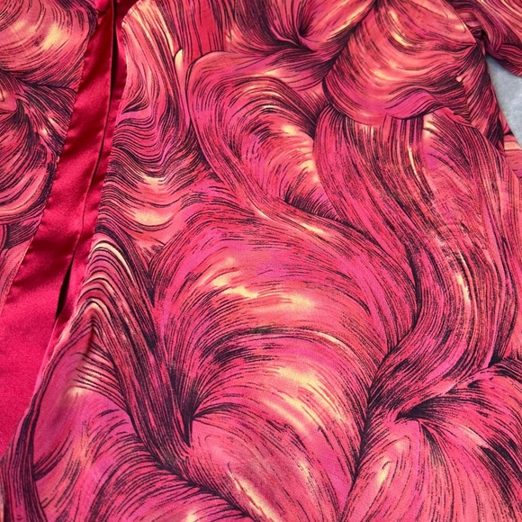 Oxford Regent One Button Button Womens Large Red Floral Abstract Pattern Sheer - Picture 12 of 12